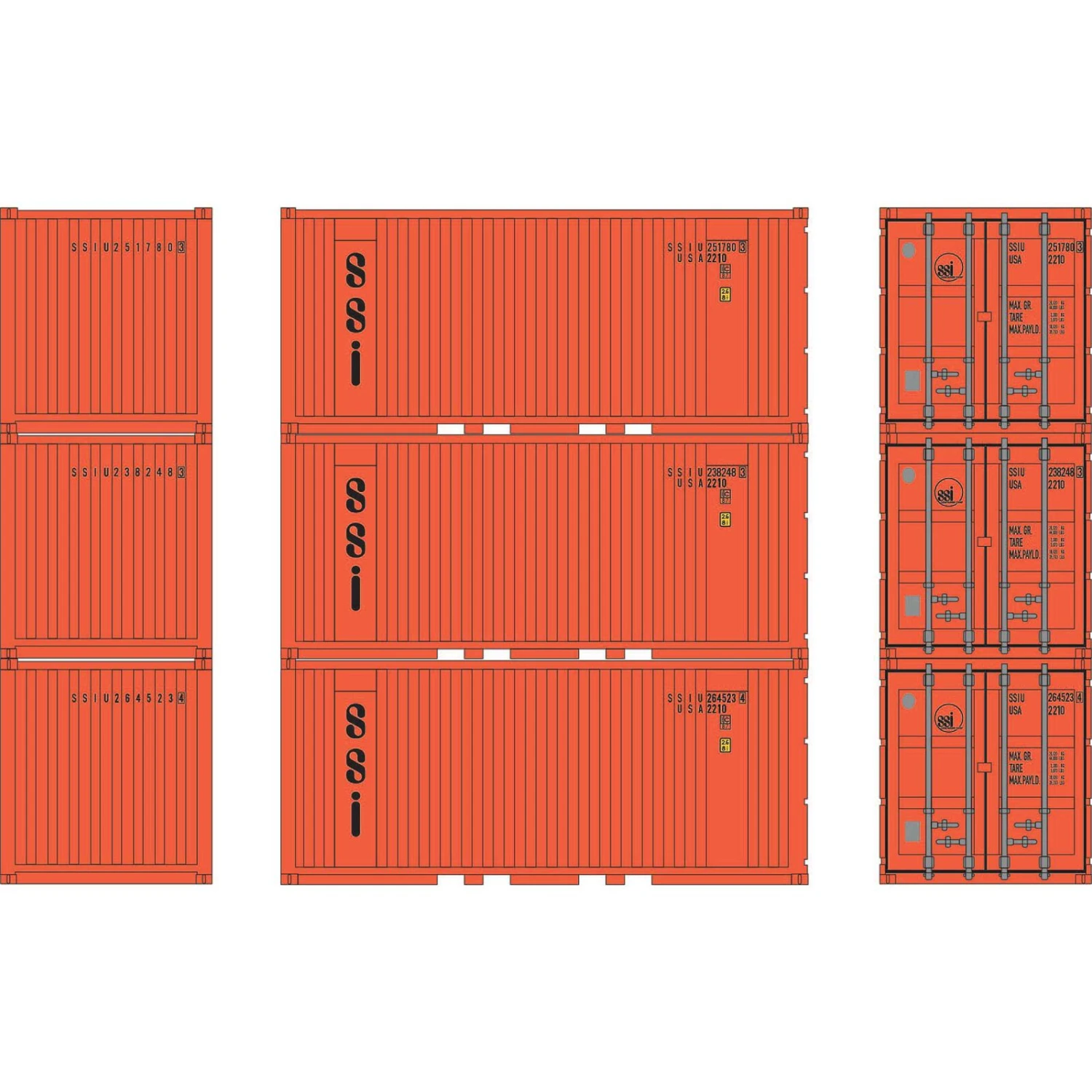 Athearn HO 20' Corrugated Container, SSIU (3) 1 Athearn HO 20' Corrugated Container, SSIU (3)
