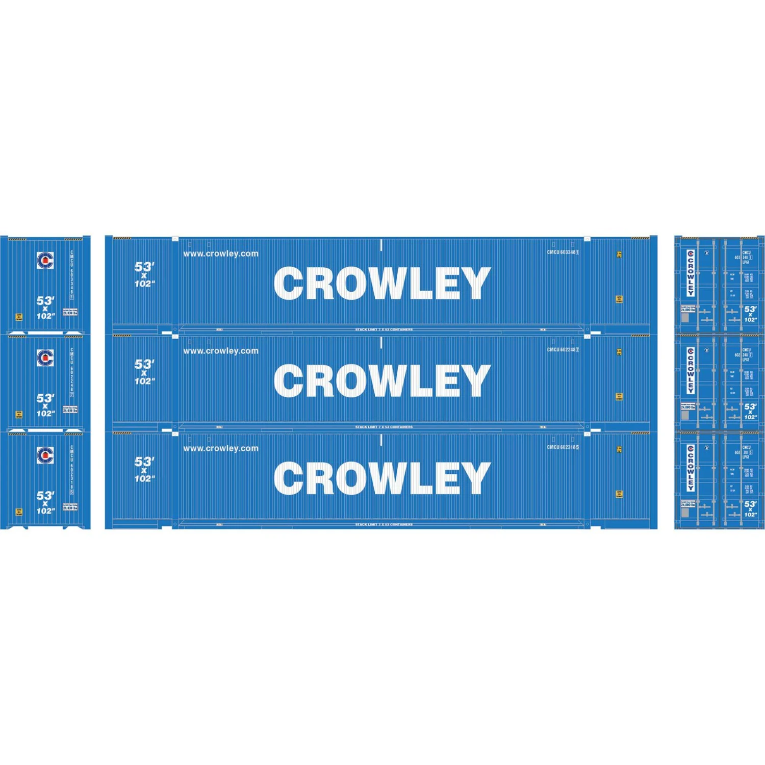 Athearn HO RTR 53' Jindo Container, Crowley #2 (3) 1 Athearn HO RTR 53' Jindo Container, Crowley #2 (3)