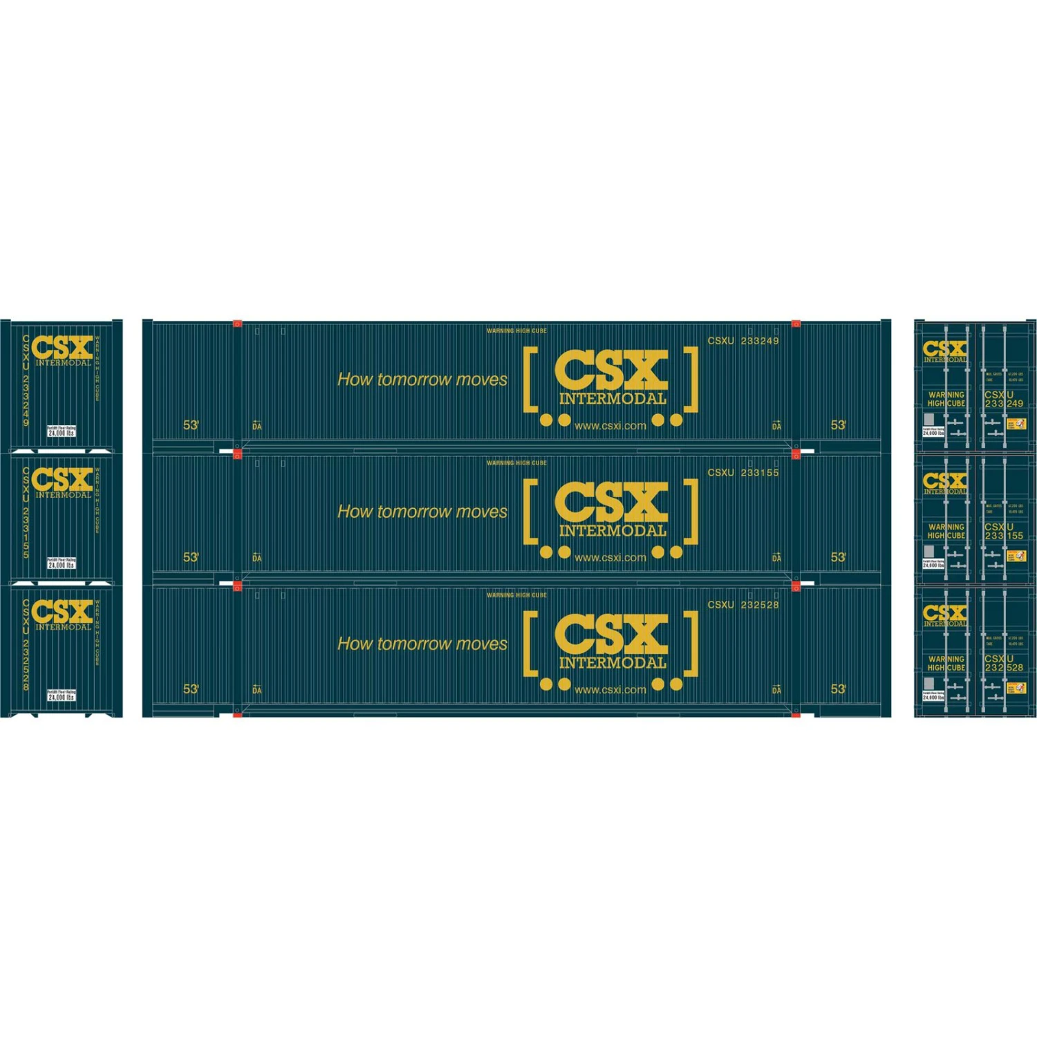Athearn HO RTR 53' Jindo Container, CSX #1 (3) 1 Athearn HO RTR 53' Jindo Container, CSX #1 (3)
