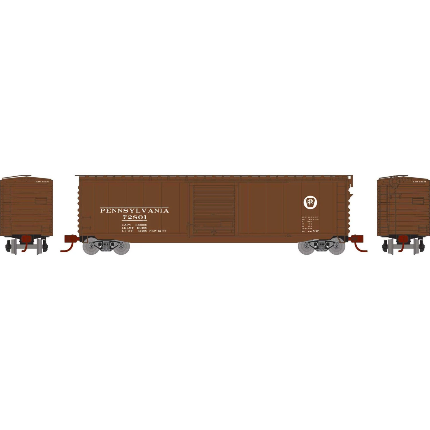 Athearn N 50' PS-1 Single Sliding Door Box, PRR #72801 1 Athearn N 50' PS-1 Single Sliding Door Box, PRR #72801