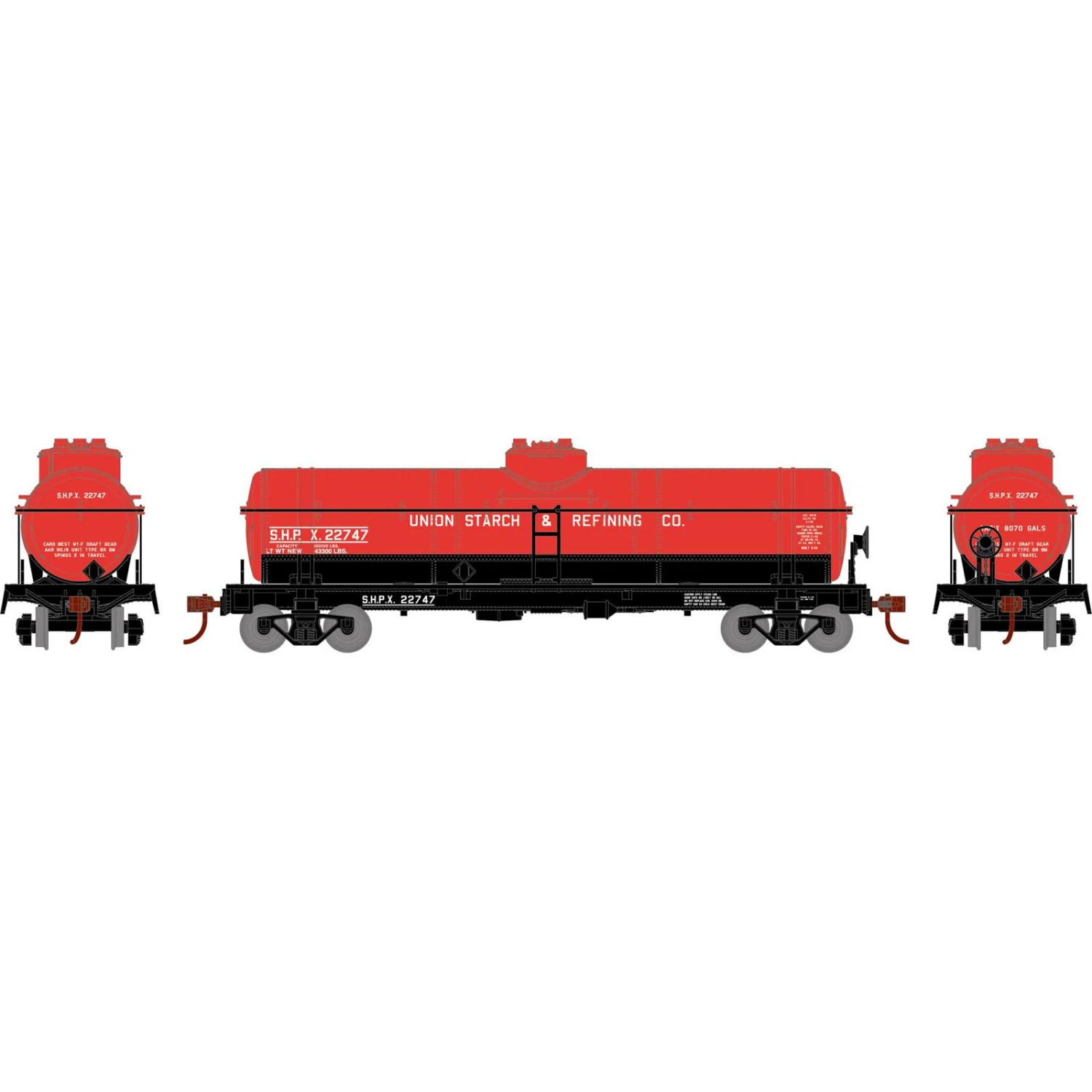 Athearn HO 1-Dome Tank, Union Starch/SHPX #22747 1 Athearn HO 1-Dome Tank, Union Starch/SHPX #22747