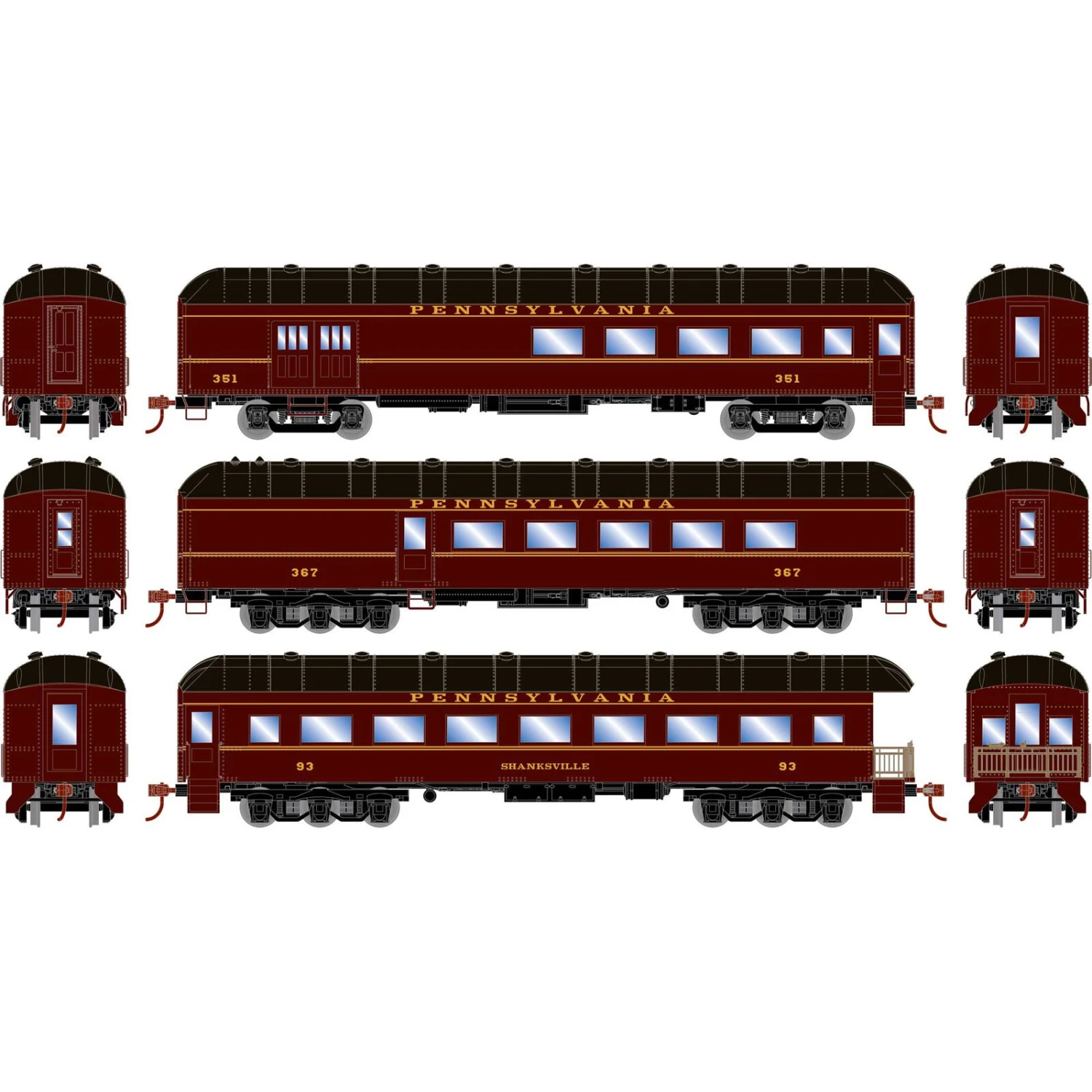 Athearn HO RTR Arch Roof Set, PRR (3) 1 Athearn HO RTR Arch Roof Set, PRR (3)