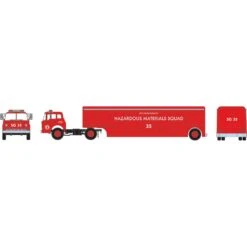 Athearn HO Ford C Truck With Hazmat Trailer, City Fire Dept-SQ35