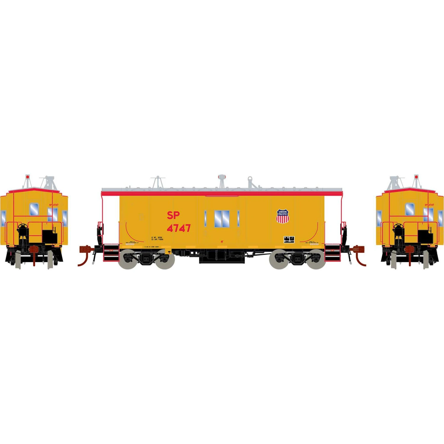 Athearn HO Bay Window Caboose With Lights And Sound, UP/SP #4747 1 Athearn HO Bay Window Caboose With Lights And Sound, UP/SP #4747