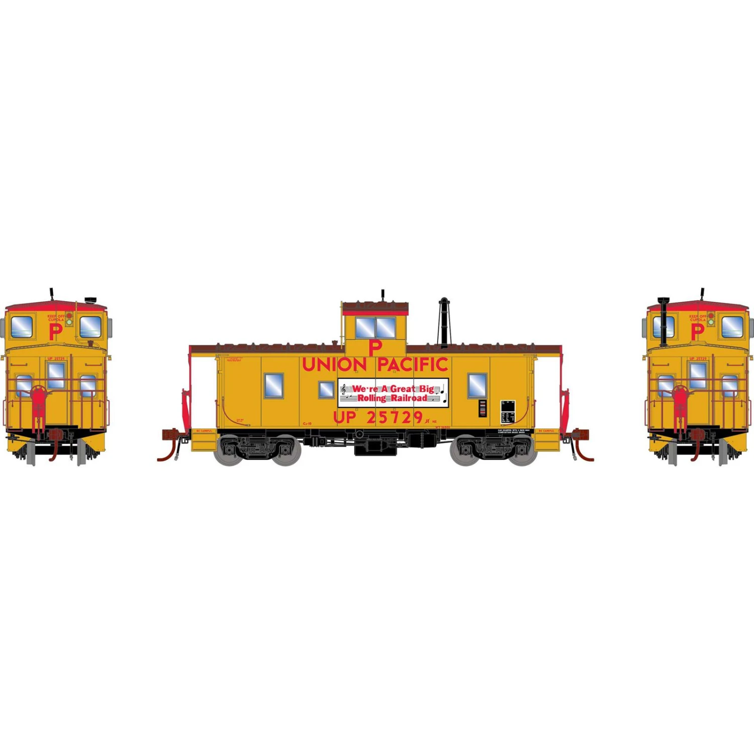 Athearn HO ICC Caboose CA-10 With Lights, UP #25729 1 Athearn HO ICC Caboose CA-10 With Lights, UP #25729