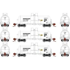 Athearn N 13,600-Gallon Acid Tank, PROX, White (3)