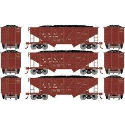 Athearn HO 34' 2-Bay Composite Coal Hopper With Load, ATSF(3)