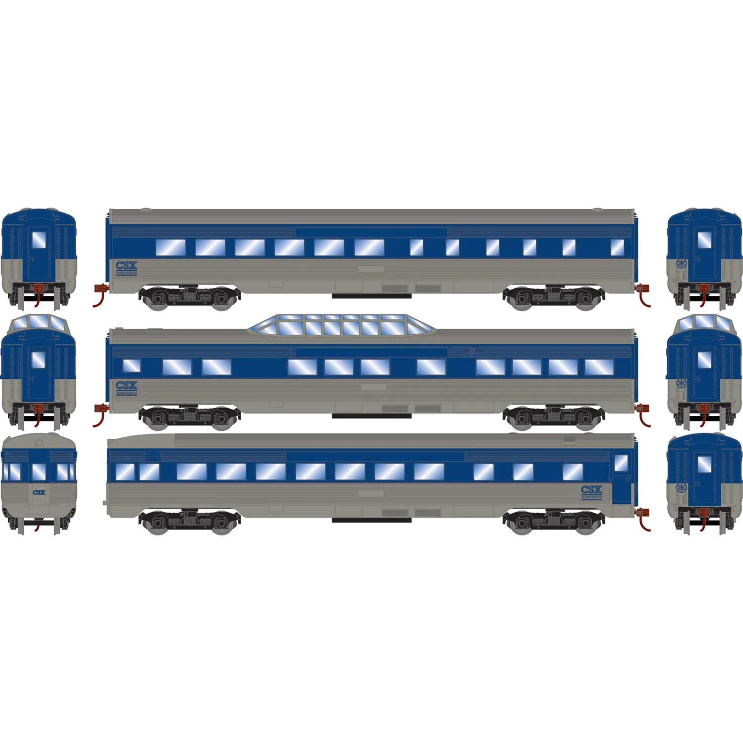 Athearn HO Streamline Passenger Cars, CSXT (3) 1 Athearn HO Streamline Passenger Cars, CSXT (3)
