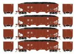 Athearn ATH15157 HO RTR 40ft 3-Bay Ribbed Hopper, BNSF 4-Pack #1