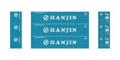 Athearn ATH27061 HO 40ft Corrugated Low-Cube Container, Hanjin 3-Pack #1