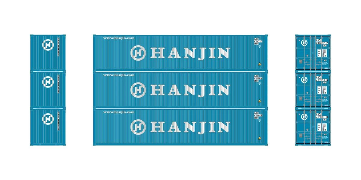 Athearn ATH27061 HO 40ft Corrugated Low-Cube Container, Hanjin 3-Pack #1 1 Athearn ATH27061 HO 40ft Corrugated Low-Cube Container, Hanjin 3-Pack #1