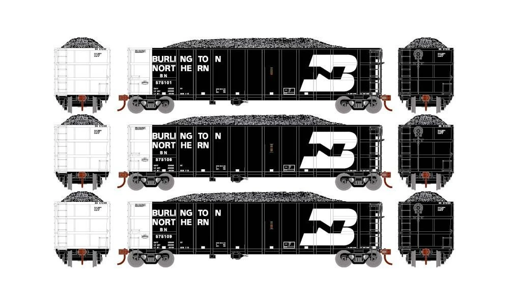 Athearn ATH7470 HO RTR Thrall High Side Gondola, Burlington Northern 3-Pack #3 1 Athearn ATH7470 HO RTR Thrall High Side Gondola, Burlington Northern 3-Pack #3