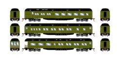 Athearn ATH88232 HO Heavyweight 3-Pack Diner/Coach/Observation, Santa Fe