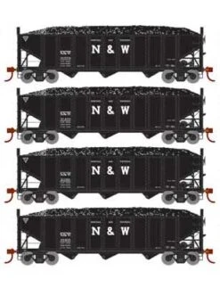 Athearn 15164 HO Scale 40' 3 Bay Ribbed Hopper With Load Norfolk & Western N&W 4 Pack #2