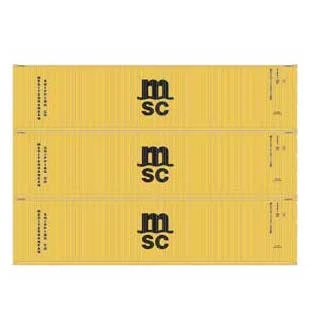 Athearn 17443 N Scale 40' High Cube Container Mediterranean Shipping MSC 3 Pack #2 1 Athearn 17443 N Scale 40' High Cube Container Mediterranean Shipping MSC 3 Pack #2