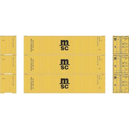 Athearn 17443 N Scale 40' High Cube Container Mediterranean Shipping MSC 3 Pack #2 2 Athearn 17443 N Scale 40' High Cube Container Mediterranean Shipping MSC 3 Pack #2 - Image 2