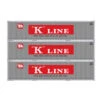Athearn 17702 N Scale 40' Smooth Side Container K-Line 3 Pack