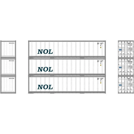 Athearn 17704 N Scale 40' Smooth Side Container NOL 3 Pack 2 Athearn 17704 N Scale 40' Smooth Side Container NOL 3 Pack - Image 2