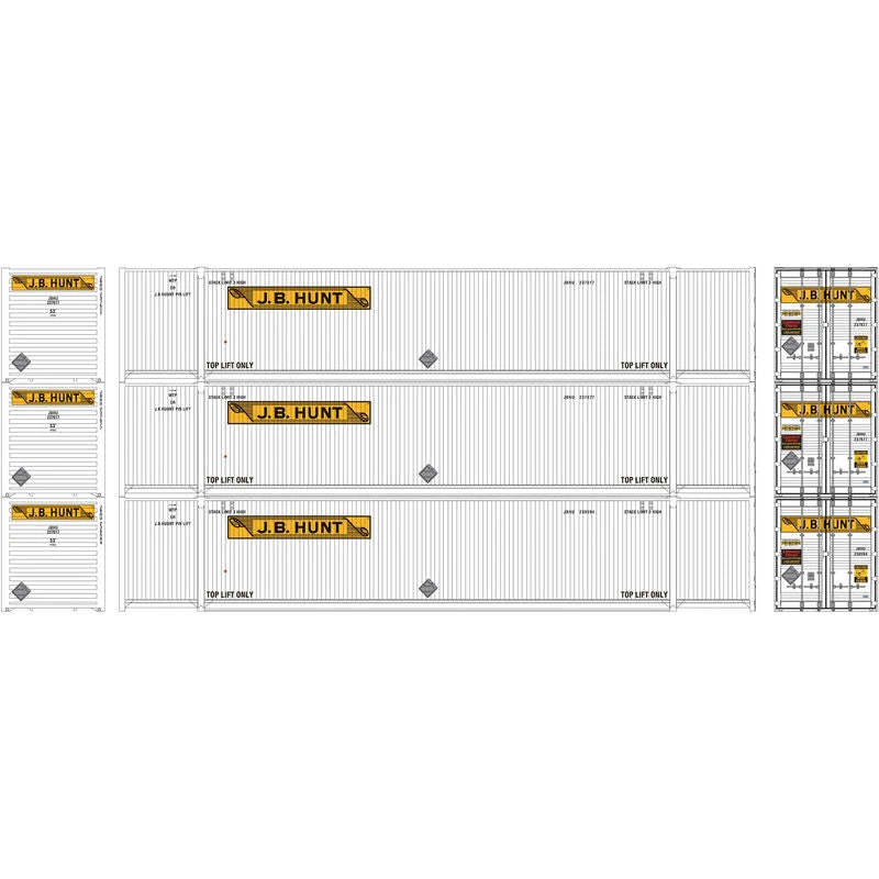 Athearn 17754 N Scale 53' CIMC Intermodal Container JB Hunt #1 3-Pack 1 Athearn 17754 N Scale 53' CIMC Intermodal Container JB Hunt #1 3-Pack