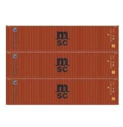 Athearn 27043 HO Scale 40' High Cube Container MSC/Florens 3 Pack