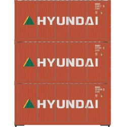 Athearn 27783 HO Scale 20' Intermodal Corrugated Container Hyundai HDMU 3-Pack #1