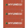 Athearn 27783 HO Scale 20' Intermodal Corrugated Container Hyundai HDMU 3-Pack #1