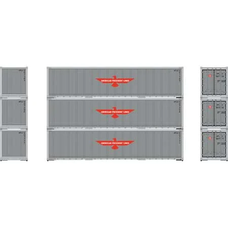 Athearn 63385 HO Scale 40' Smoooth Side Container American President Line APL 3 Pack #1 2 Athearn 63385 HO Scale 40' Smoooth Side Container American President Line APL 3 Pack #1 - Image 2