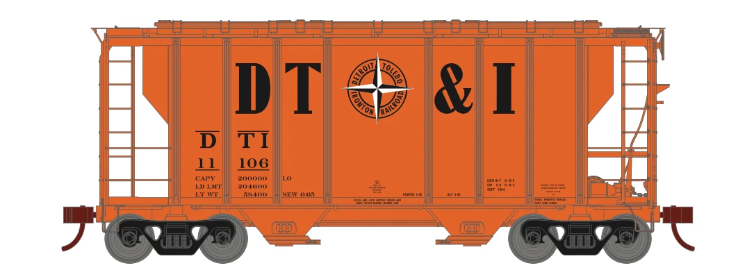 Athearn 63817 HO Scale PS-2 2600 Covered Hopper Detroit Toledo & Ironton DT&I 11116 1 Athearn 63817 HO Scale PS-2 2600 Covered Hopper Detroit Toledo & Ironton DT&I 11116