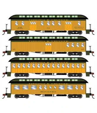 Athearn 84865 HO Scale Overland Passenger Car 4 Pack Virginia & Truckee V&T 1 Athearn 84865 HO Scale Overland Passenger Car 4 Pack Virginia & Truckee V&T