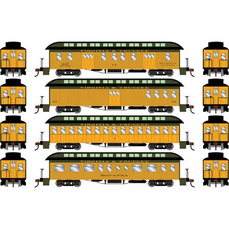 Athearn 84865 HO Scale Overland Passenger Car 4 Pack Virginia & Truckee V&T 2 Athearn 84865 HO Scale Overland Passenger Car 4 Pack Virginia & Truckee V&T - Image 2
