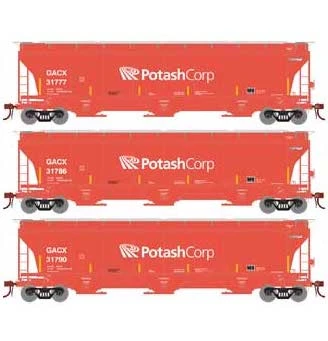 Athearn Genesis G89950 HO Scale Trinity 3 Bay Covered Hopper GACX 3 Pack #1 1 Athearn Genesis G89950 HO Scale Trinity 3 Bay Covered Hopper GACX 3 Pack #1