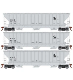 Athearn RTR 22269 HO Scale PS 4740 Covered Hopper Chesapeake & Ohio C&O 3-Pack