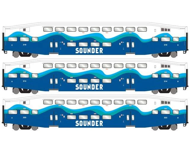 Athearn RTR 29711 HO Scale Bombardier Coach Sounder SDRX 3 Pack 1 Athearn RTR 29711 HO Scale Bombardier Coach Sounder SDRX 3 Pack