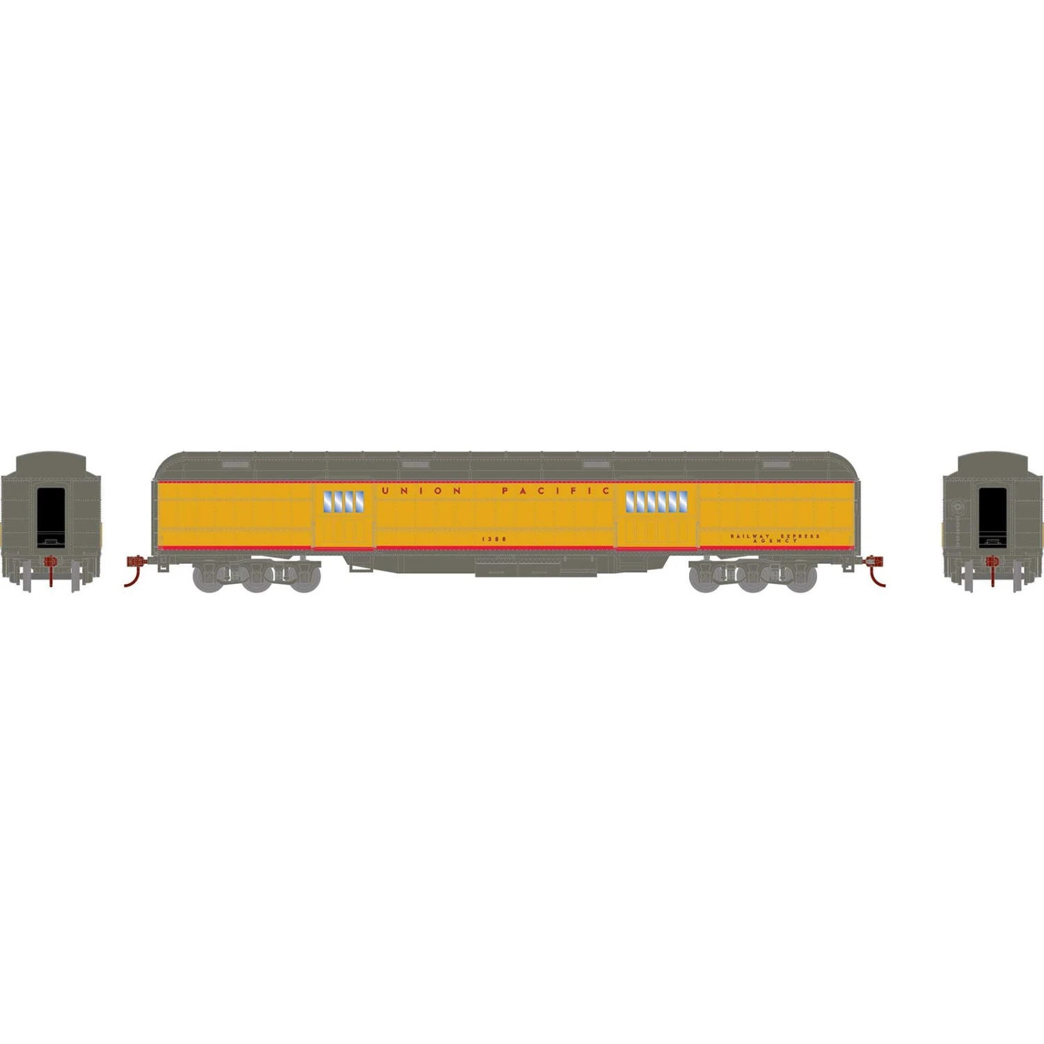 Athearn RTR 88211 HO Scale Heavyweight Baggage Passenger Car Union Pacific 1388 2 Athearn RTR 88211 HO Scale Heavyweight Baggage Passenger Car Union Pacific 1388 - Image 2